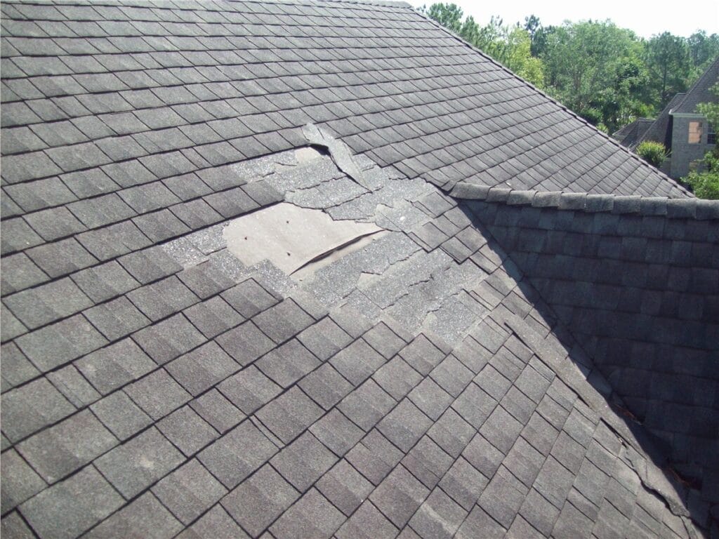 a roof with a hole in it