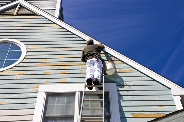 Painting 1 A Man On A Ladder Painting A House